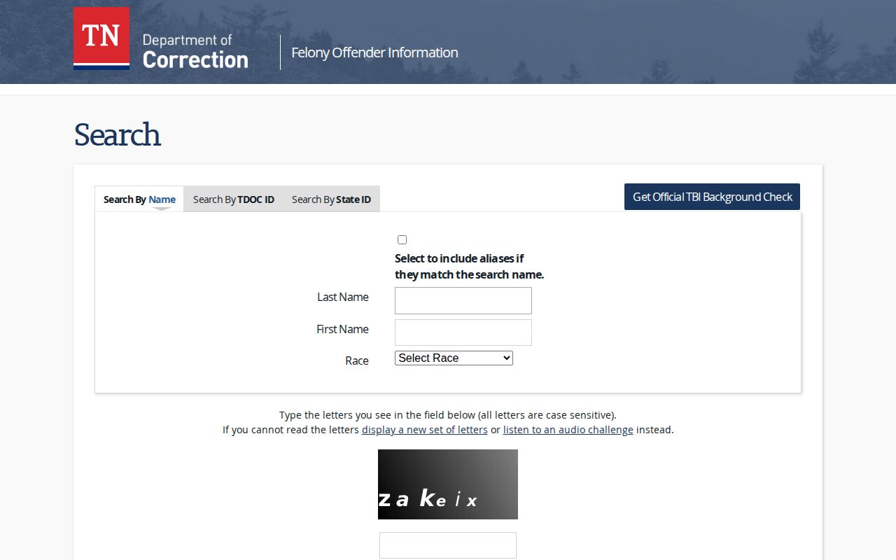 Van Buren County projected release date search form in Tennessee FOIL
