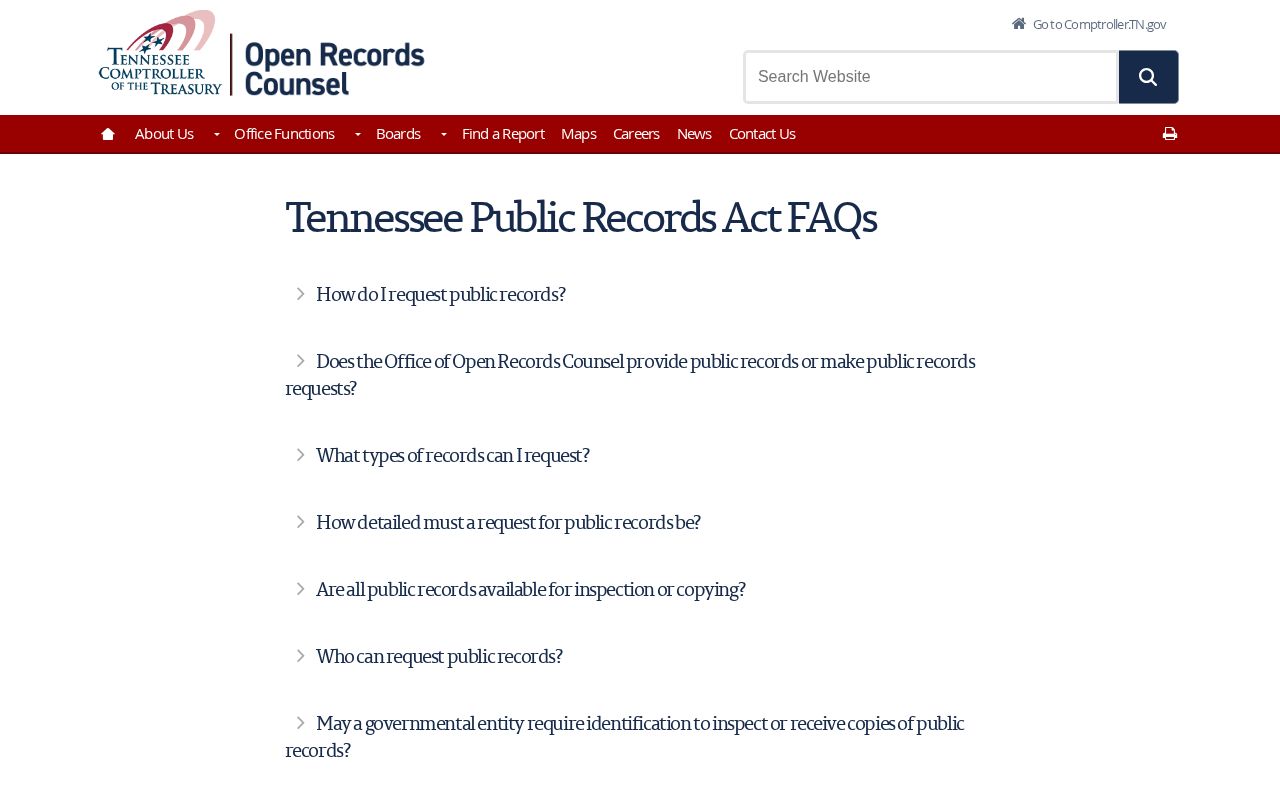 Tennessee public-record guidance for Van Buren County release records